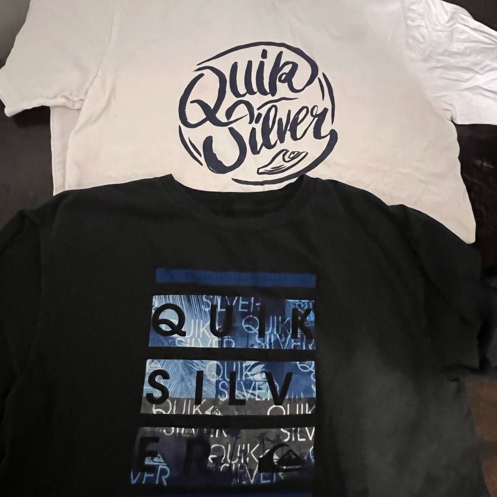 Quiksilver Black and White Tees with Blue Graphics